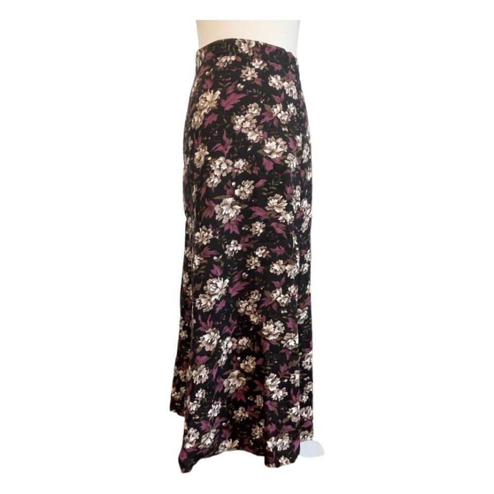 Floral Maxi Skirt in Black and Plum